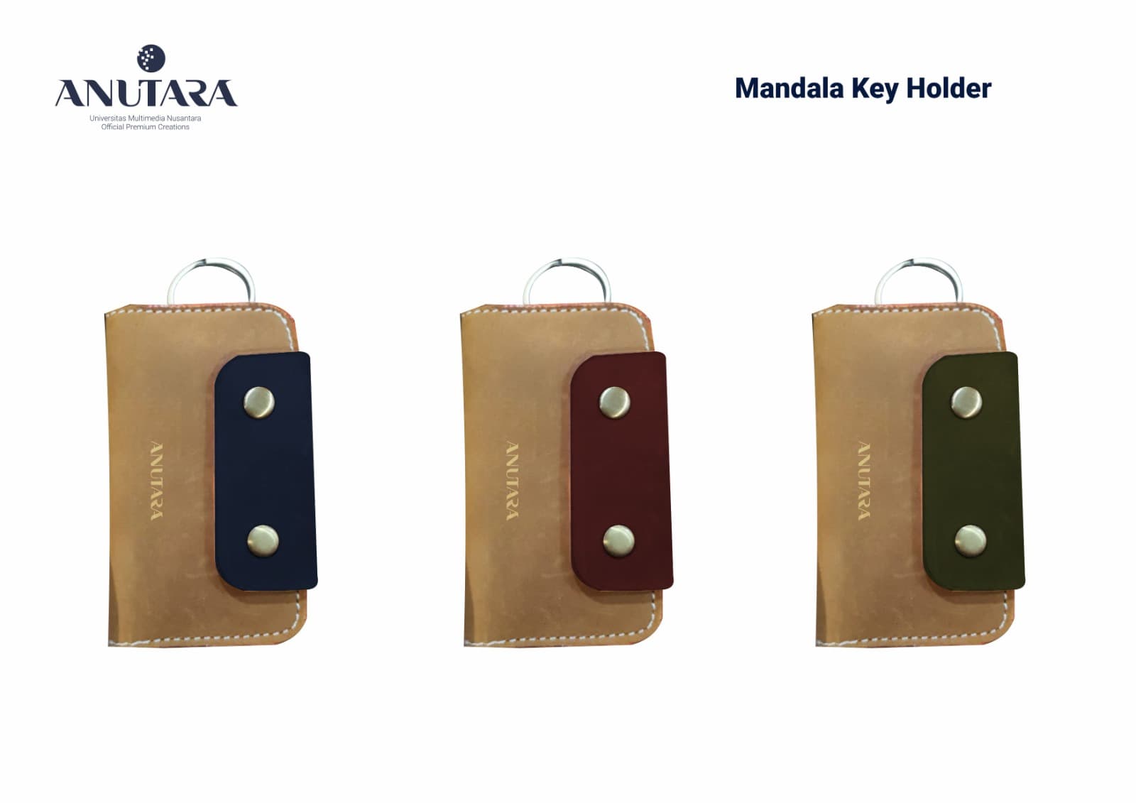 Leather Handsewn Keyholder: Red